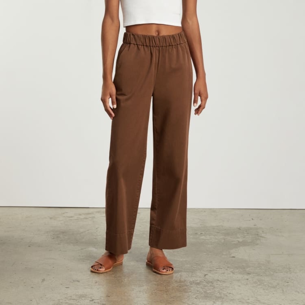 Everlane The Easy Pant Espresso Brown Wide Leg High Rise Elastic Waist Size 0
